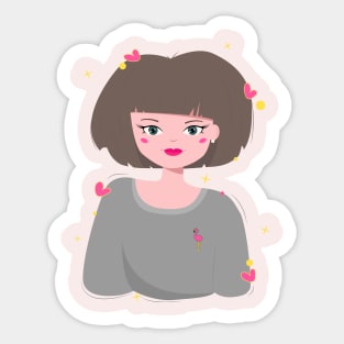 Cute girl with hearts Sticker